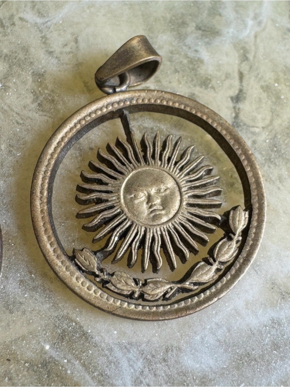 vintage argentina 1 peso sun face cut coin pendant sol de mayo 1974 1975 1976